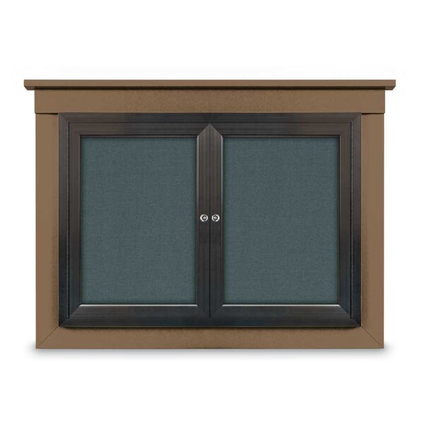 72"x36" 3-Door Enclosed Outdoor Letterboard, Hdr, Green Felt/Bronze